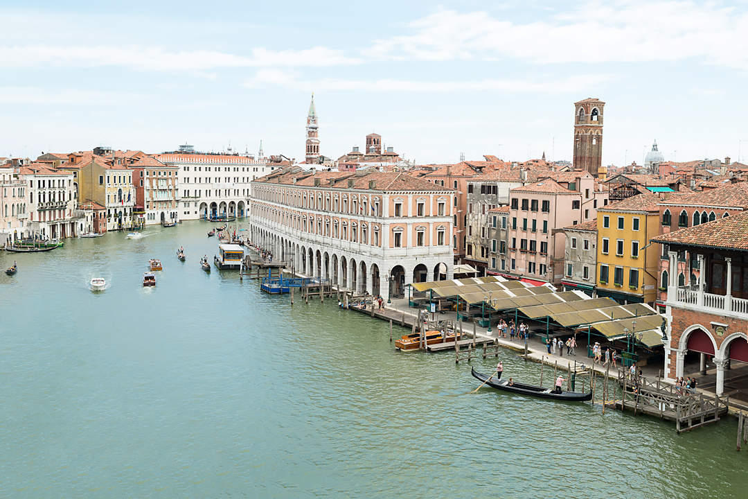 panoramic view from terrace of hotel ca sagredo on grand canal venice