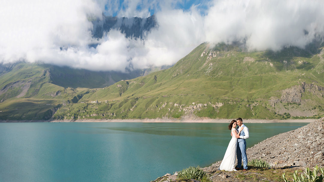 свадебная фотосессия горное озеро франция италия